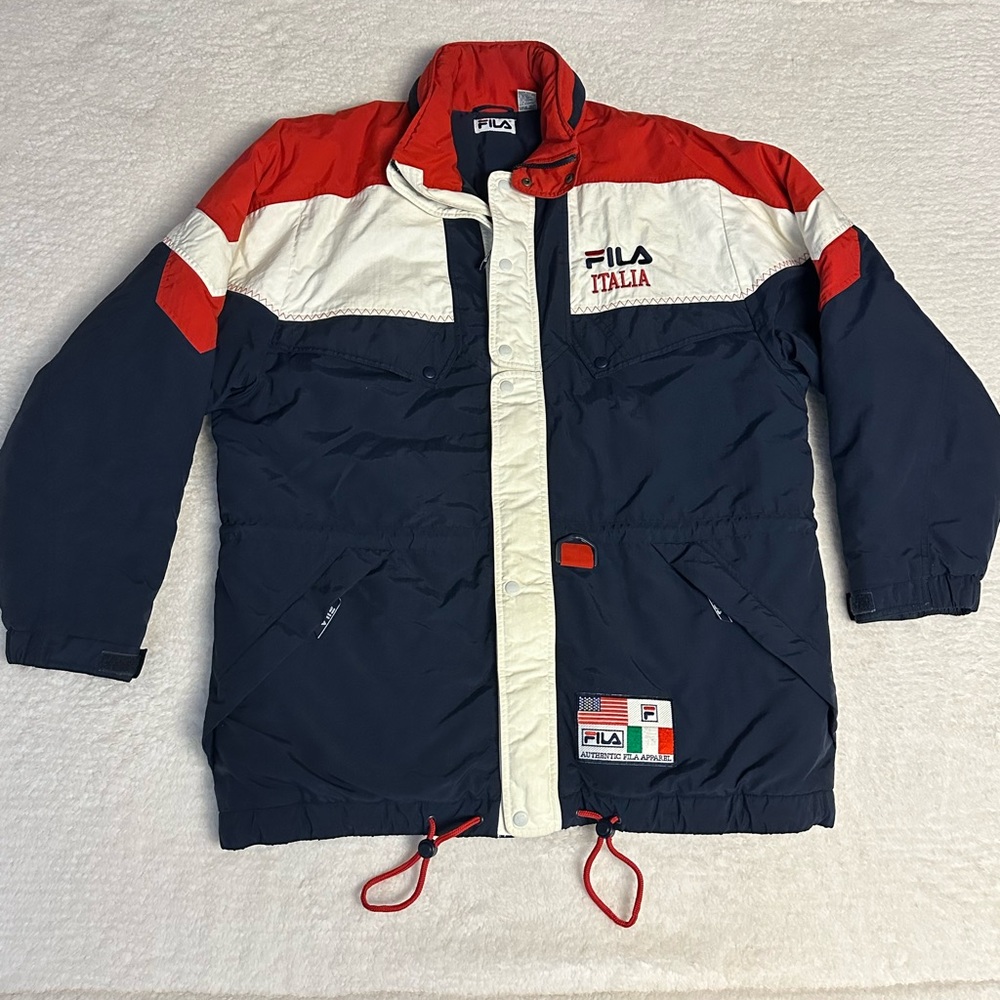 RARE Vintage FILA Italia Patch Jacket Coat Full Zip Adult Mens Size XL